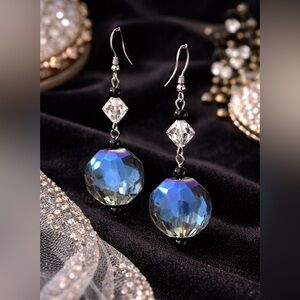 Blue Crystal Drop Earrings - Elegant Women Jewelry